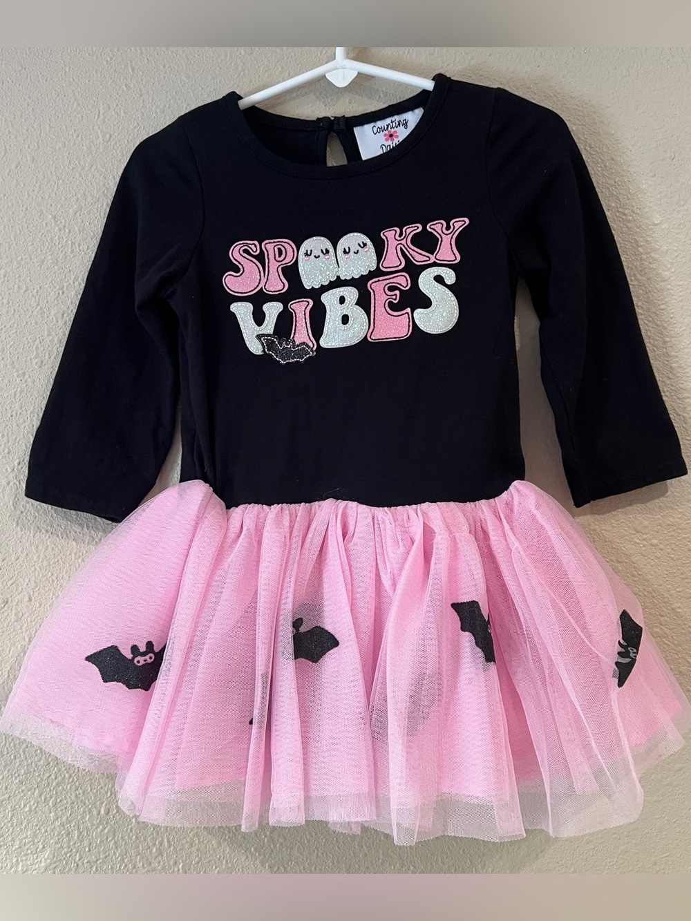 Counting Daisies "Spooky Vibes girls' tutu dress size 2T bat graphic tulle skirt